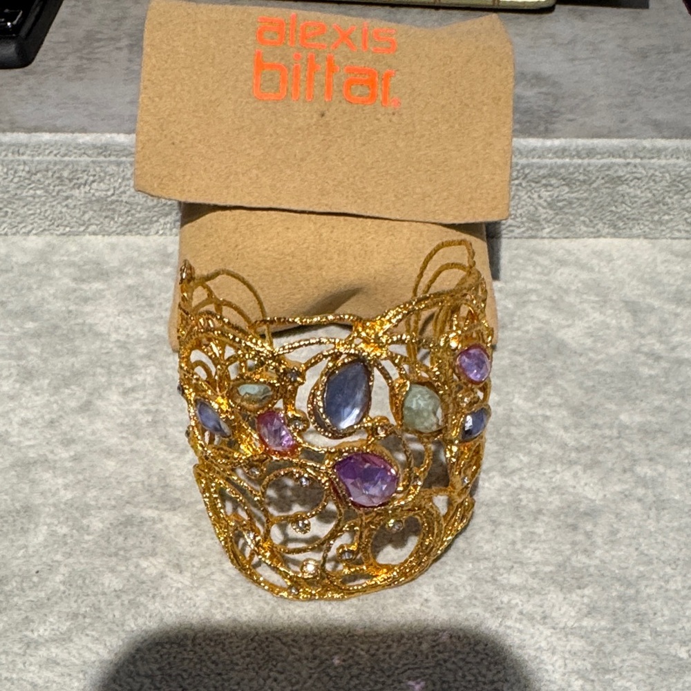 Alexis Bittar Gold Cuff with Purple and Green Accents
